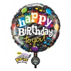 $D GLOBO REDONDO H.BIRTHDAY GRABADOR NEG