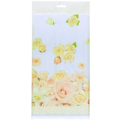 MANTEL PLAST BODA ROSA BLANCO 137X213