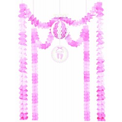 KIT DECORACION PIE ITS A GIRL ROSA