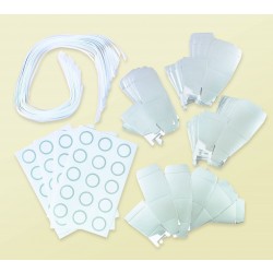 KIT 50/U REGALO BODA CAJA LAZO ETIQUETA