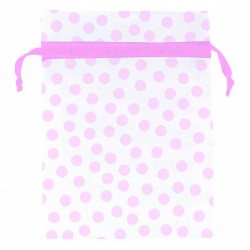 PAQ.12/U BOLSA GASA BLANCA TOPOS ROSA