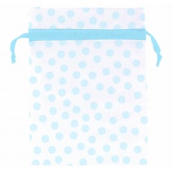 PAQ.12/U BOLSA GASA BLANCA TOPOS CELESTE