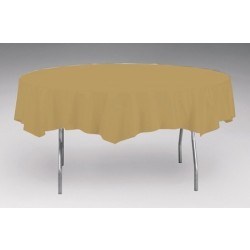   MANTEL PLASTICO REDONDO ORO 208CM