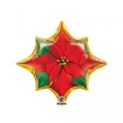 $D GLOBO 24" FOIL FORMA FLOR  NAVIDAD
