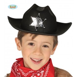 SOMBRERO INFANTIL SHERIF NEGRO C/PLACA