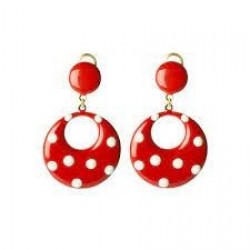 PENDIENTES PEQ SEVILLANA ROJO LUNARES BL