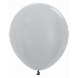   15 GLOBOS R18" LATEX SATIN PLATA