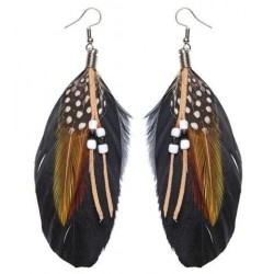 PAR PENDIENTES PLUMA CON PERLITAS