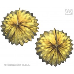 $ D    2 FAROLILLO METAL ORO 25CM
