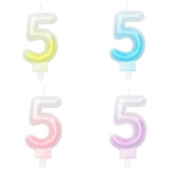 VELA FORMA N5 TONOS PASTELES 7CM