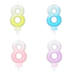 VELA FORMA N8 TONOS PASTELES 7CM