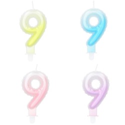 VELA FORMA N9 TONOS PASTELES 7CM
