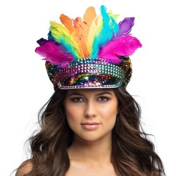 GORRA DELUXE PLUMAS ARCO IRIS