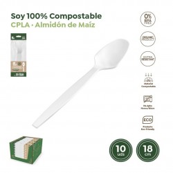 10 CUCHARAS CPLA COMPOSTABLE 18CM