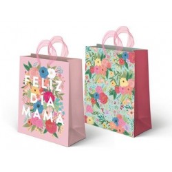BOLSA REGALO FLORES FELIZ DIA MAMA 26X32