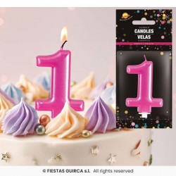   VELA METALIZADA ROSA N1 8CM