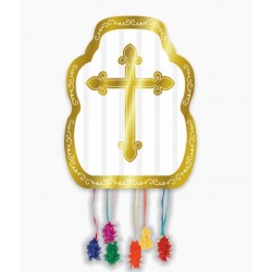  PIÑATA COMUNION CRUZ ORO 46X33CM