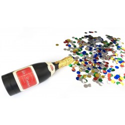 CAÑON CONFETI FORMA BOTELLA CHAMPAN 32CM