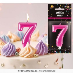   VELA METALIZADA ROSA N7 8 CM