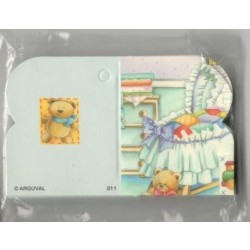 $D 25 TARJETAS BEBE CUNA CELESTE