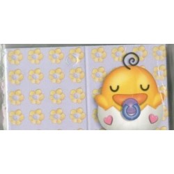 $D 25 TARJETA BEBE POLLITO C/CHUPA