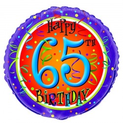 GLOBO HELIO REDONDO HAPPY 65TH BIRTHDAY