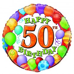 GLOBO HELIO REDONDO HAPPY 50TH BIRTHDAY