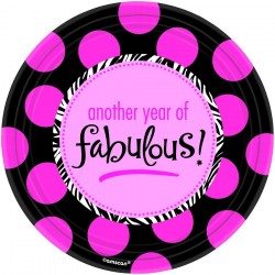 PAQ.8/U PLATO CUMPLEAÑO FUCSIA 17,8CM