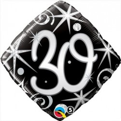 $ GLOBO 18" FOIL FORMA ROMBO NEGRO N30