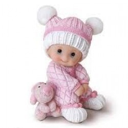 FIGURA NIÑA BEBE SENTADA C/PELUCHE 10CM