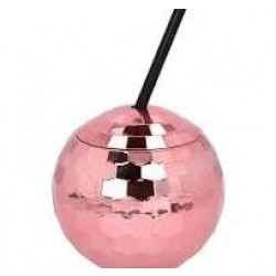   VASO BOLA DISCO C/PAJITA ROSA 650