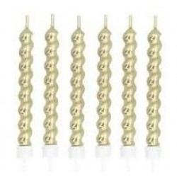   6 VELAS ESPIRAL METAL ORO 9CM