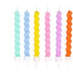  6 VELAS ESPIRAL COLOR PASTEL 9CM
