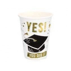 8 VASOS CARTON GRADUACION YES! 21CL