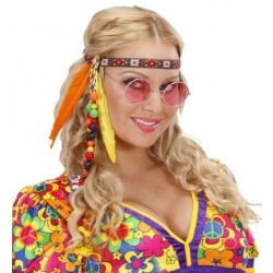 CINTA CABEZA BOLA PLUMA HIPPIE