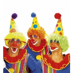 SOMBRERO PAYASO C/PELUCA RIZADA SURT.3CO