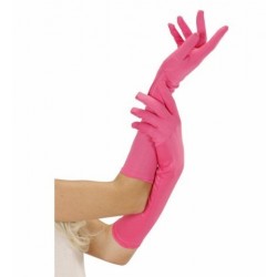   PAR GUANTES LARGO ROSA NEON