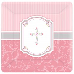 PAQ.8/U PLATO CRUZ ROSA 25,4CM