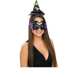 SET DIADEMA SOMBRERO ANTIFAZ BRUJA