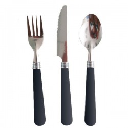   3 CUBIERTO DESECHABLES NEGRO INOX