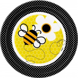 $PAQ.8/U PLATO ABEJA NGR/AMARILLO 17,8CM