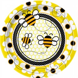 $PAQ.8/U PLATO ABEJA NGR/AMARILLO 22,9CM