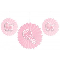 PAQ.3/U ABANICO SONAJERO CARRITO ROSA