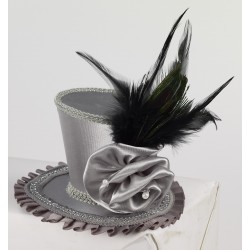 MINI SOMBRERO COPA FLOR SATIN GRIS