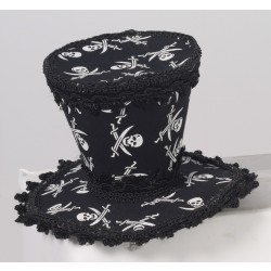 MINI SOMBRERO NEGRO CALAVERA