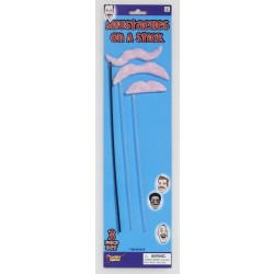 SET 3/U BIGOTES ROSA CON PALO MOD.SURT