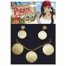 SET PENDIENTE COLLAR MONEDA PIRATA