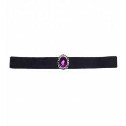 COLLAR TERCIOPELO NEGRO C/PIEDRA LILA