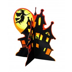 CENTRO MESA CASA FANTASMAL BRUJA 35CM