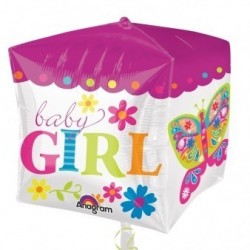 GLOBO 15 FORMA CUBO 3D MARIPOSA BABY GIR